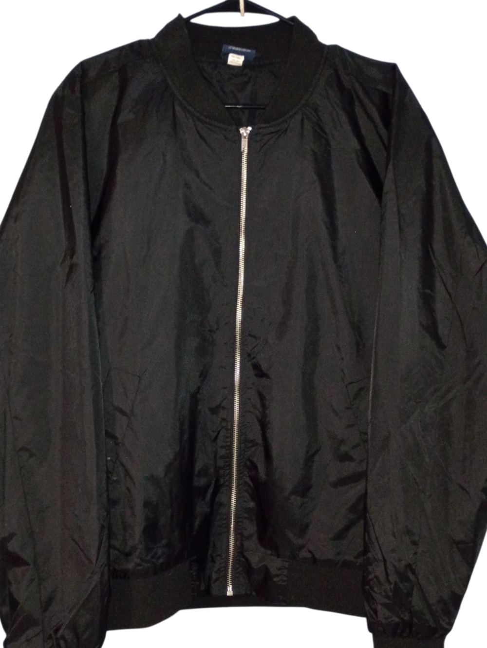 Men's medium black Designer Bomber Flight Jacket Nylon Full Zip Windbreaker